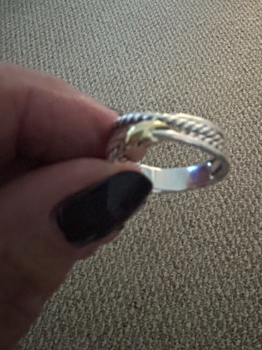 David Yurman Sterling Silver cable twist ring with 18K Gold X Accent - Picture 2 of 15